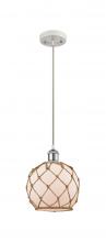  516-1P-WPC-G121-8RB - Farmhouse Rope - 1 Light - 8 inch - White Polished Chrome - Cord hung - Mini Pendant