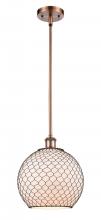  516-1S-AC-G121-10CBK-LED - Farmhouse Chicken Wire - 1 Light - 10 inch - Antique Copper - Mini Pendant