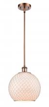  516-1S-AC-G121-10CSN-LED - Farmhouse Chicken Wire - 1 Light - 10 inch - Antique Copper - Mini Pendant