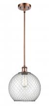  516-1S-AC-G122-10CBK-LED - Farmhouse Chicken Wire - 1 Light - 10 inch - Antique Copper - Mini Pendant