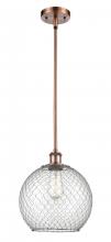  516-1S-AC-G122-10CSN-LED - Farmhouse Chicken Wire - 1 Light - 10 inch - Antique Copper - Mini Pendant