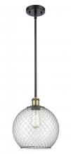  516-1S-BAB-G122-10CBK-LED - Farmhouse Chicken Wire - 1 Light - 10 inch - Black Antique Brass - Mini Pendant