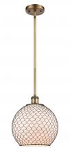  516-1S-BB-G121-10CBK-LED - Farmhouse Chicken Wire - 1 Light - 10 inch - Brushed Brass - Mini Pendant