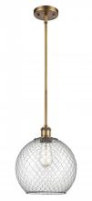  516-1S-BB-G122-10CBK-LED - Farmhouse Chicken Wire - 1 Light - 10 inch - Brushed Brass - Mini Pendant