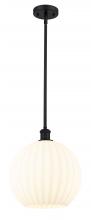  516-1S-BK-G1217-12WV - White Venetian - 1 Light - 12 inch - Matte Black - Mini Pendant