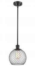  516-1S-BK-G122-8CBK-LED - Farmhouse Chicken Wire - 1 Light - 8 inch - Matte Black - Mini Pendant