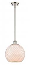  516-1S-PN-G121-10CSN-LED - Farmhouse Chicken Wire - 1 Light - 10 inch - Polished Nickel - Mini Pendant