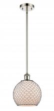  516-1S-PN-G121-8CBK-LED - Farmhouse Chicken Wire - 1 Light - 8 inch - Polished Nickel - Mini Pendant