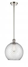  516-1S-PN-G122-10CSN-LED - Farmhouse Chicken Wire - 1 Light - 10 inch - Polished Nickel - Mini Pendant