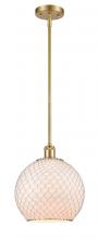  516-1S-SG-G121-10CSN-LED - Farmhouse Chicken Wire - 1 Light - 10 inch - Satin Gold - Mini Pendant