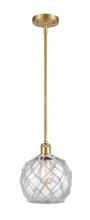  516-1S-SG-G122-8RW - Farmhouse Rope - 1 Light - 8 inch - Satin Gold - Mini Pendant