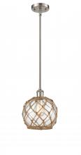  516-1S-SN-G122-8RB-LED - Farmhouse Rope - 1 Light - 8 inch - Brushed Satin Nickel - Mini Pendant