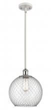  516-1S-WPC-G122-10CSN-LED - Farmhouse Chicken Wire - 1 Light - 10 inch - White Polished Chrome - Mini Pendant