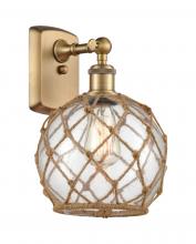  516-1W-BB-G122-8RB-LED - Farmhouse Rope - 1 Light - 8 inch - Brushed Brass - Sconce