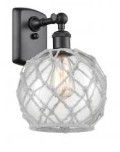  516-1W-BK-G122-8RW-LED - Farmhouse Rope - 1 Light - 8 inch - Matte Black - Sconce