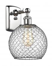  516-1W-PC-G122-8CBK-LED - Farmhouse Chicken Wire - 1 Light - 8 inch - Polished Chrome - Sconce