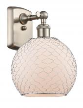 Innovations Lighting 516-1W-SN-G121-8CSN-LED - Farmhouse Chicken Wire - 1 Light - 8 inch - Brushed Satin Nickel - Sconce