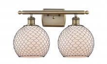 Innovations Lighting 516-2W-AB-G121-8CBK-LED - Farmhouse Chicken Wire - 2 Light - 18 inch - Antique Brass - Bath Vanity Light