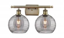  516-2W-AB-G1213-8SM - Athens Deco Swirl - 2 Light - 18 inch - Antique Brass - Bath Vanity Light