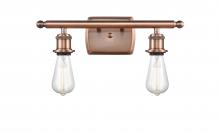  516-2W-AC-LED - Bare Bulb - 2 Light - 16 inch - Antique Copper - Bath Vanity Light