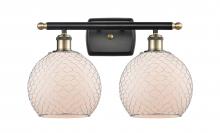  516-2W-BAB-G121-8CSN-LED - Farmhouse Chicken Wire - 2 Light - 18 inch - Black Antique Brass - Bath Vanity Light