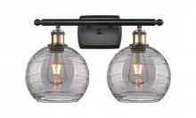  516-2W-BAB-G1213-8SM - Athens Deco Swirl - 2 Light - 18 inch - Black Antique Brass - Bath Vanity Light