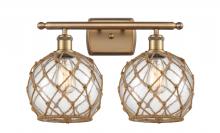  516-2W-BB-G122-8RB - Farmhouse Rope - 2 Light - 18 inch - Brushed Brass - Bath Vanity Light