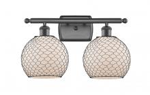  516-2W-OB-G121-8CBK-LED - Farmhouse Chicken Wire - 2 Light - 18 inch - Oil Rubbed Bronze - Bath Vanity Light