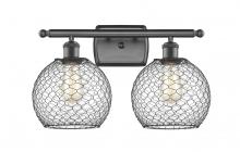  516-2W-OB-G122-8CBK-LED - Farmhouse Chicken Wire - 2 Light - 18 inch - Oil Rubbed Bronze - Bath Vanity Light