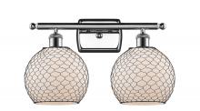  516-2W-PC-G121-8CBK-LED - Farmhouse Chicken Wire - 2 Light - 18 inch - Polished Chrome - Bath Vanity Light