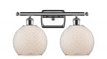  516-2W-PC-G121-8CSN-LED - Farmhouse Chicken Wire - 2 Light - 18 inch - Polished Chrome - Bath Vanity Light