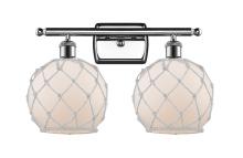  516-2W-PC-G121-8RW - Farmhouse Rope - 2 Light - 18 inch - Polished Chrome - Bath Vanity Light