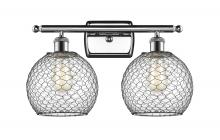  516-2W-PC-G122-8CBK-LED - Farmhouse Chicken Wire - 2 Light - 18 inch - Polished Chrome - Bath Vanity Light