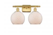  516-2W-SG-G121-8CSN-LED - Farmhouse Chicken Wire - 2 Light - 18 inch - Satin Gold - Bath Vanity Light