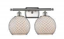  516-2W-SN-G121-8CBK-LED - Farmhouse Chicken Wire - 2 Light - 18 inch - Brushed Satin Nickel - Bath Vanity Light