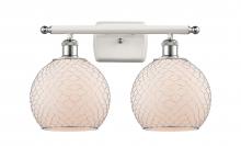  516-2W-WPC-G121-8CSN-LED - Farmhouse Chicken Wire - 2 Light - 18 inch - White Polished Chrome - Bath Vanity Light