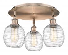 Innovations Lighting 516-3C-AC-G1013 - Belfast - 3 Light - 18 inch - Antique Copper - Flush Mount