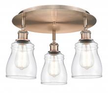  516-3C-AC-G392 - Ellery - 3 Light - 17 inch - Antique Copper - Flush Mount