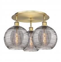  516-3C-BB-G1213-10SM - Athens Deco Swirl - 3 Light - 22 inch - Brushed Brass - Flush Mount