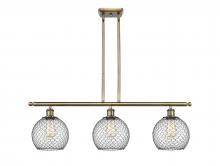  516-3I-AB-G122-8CBK - Farmhouse Chicken Wire - 3 Light - 36 inch - Antique Brass - Cord hung - Island Light