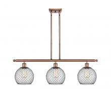  516-3I-AC-G122-8CBK - Farmhouse Chicken Wire - 3 Light - 36 inch - Antique Copper - Cord hung - Island Light