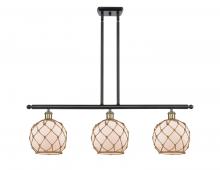  516-3I-BAB-G121-8RB-LED - Farmhouse Rope - 3 Light - 36 inch - Black Antique Brass - Cord hung - Island Light