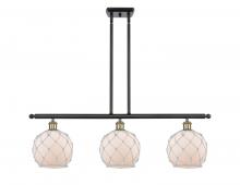  516-3I-BAB-G121-8RW-LED - Farmhouse Rope - 3 Light - 36 inch - Black Antique Brass - Cord hung - Island Light