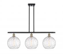  516-3I-BAB-G1215-10-LED - Athens Water Glass - 3 Light - 37 inch - Black Antique Brass - Cord hung - Island Light