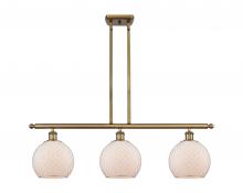  516-3I-BB-G121-8CSN-LED - Farmhouse Chicken Wire - 3 Light - 36 inch - Brushed Brass - Cord hung - Island Light