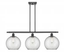  516-3I-BK-G122-10CSN-LED - Farmhouse Chicken Wire - 3 Light - 37 inch - Matte Black - Cord hung - Island Light