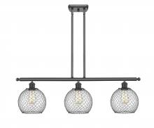  516-3I-BK-G122-8CBK-LED - Farmhouse Chicken Wire - 3 Light - 36 inch - Matte Black - Cord hung - Island Light