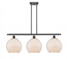  516-3I-OB-G121-10CSN-LED - Farmhouse Chicken Wire - 3 Light - 37 inch - Oil Rubbed Bronze - Cord hung - Island Light