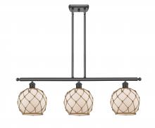  516-3I-OB-G121-8RB - Farmhouse Rope - 3 Light - 36 inch - Oil Rubbed Bronze - Cord hung - Island Light