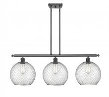  516-3I-OB-G122-10CSN-LED - Farmhouse Chicken Wire - 3 Light - 37 inch - Oil Rubbed Bronze - Cord hung - Island Light